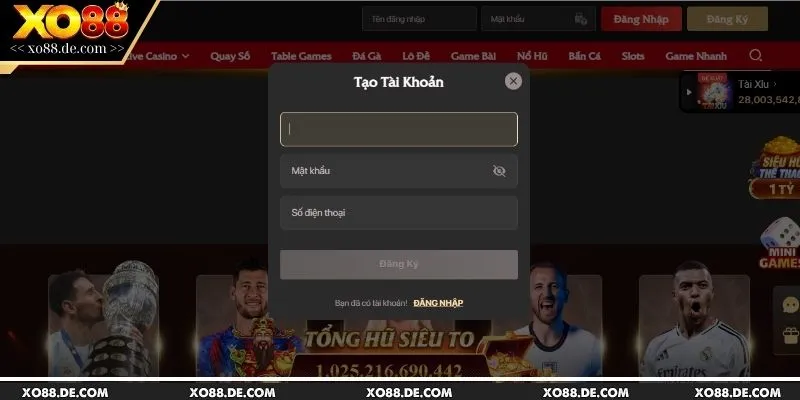 Quy trình đăng ký XO88 chi tiết, rõ ràng